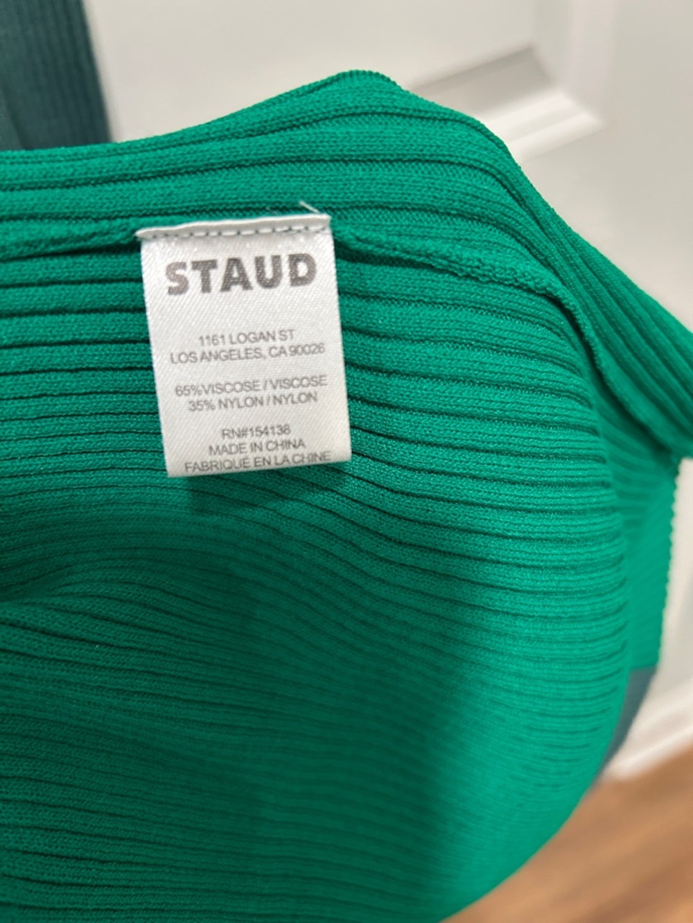 STAUD Colorblock Ribbed Button-Front Maxi Dress in Teal/Green/Olive - Picture 4 of 4